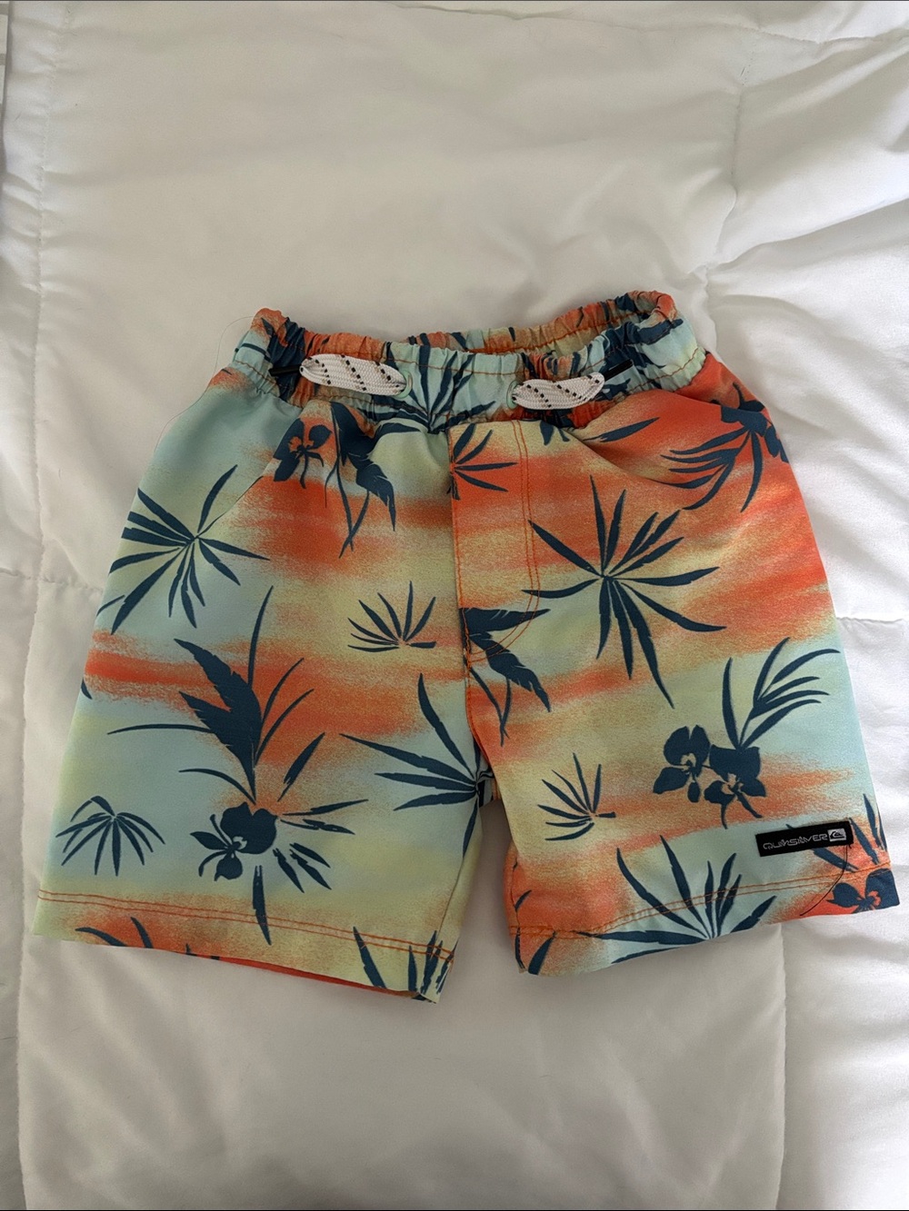 Quiksilver Kids Floral Swim Shorts in Blue & Orange